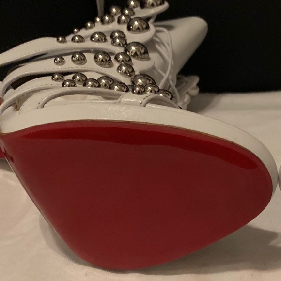 Christian Louboutin, white studded, tie up - Picture 8 of 11